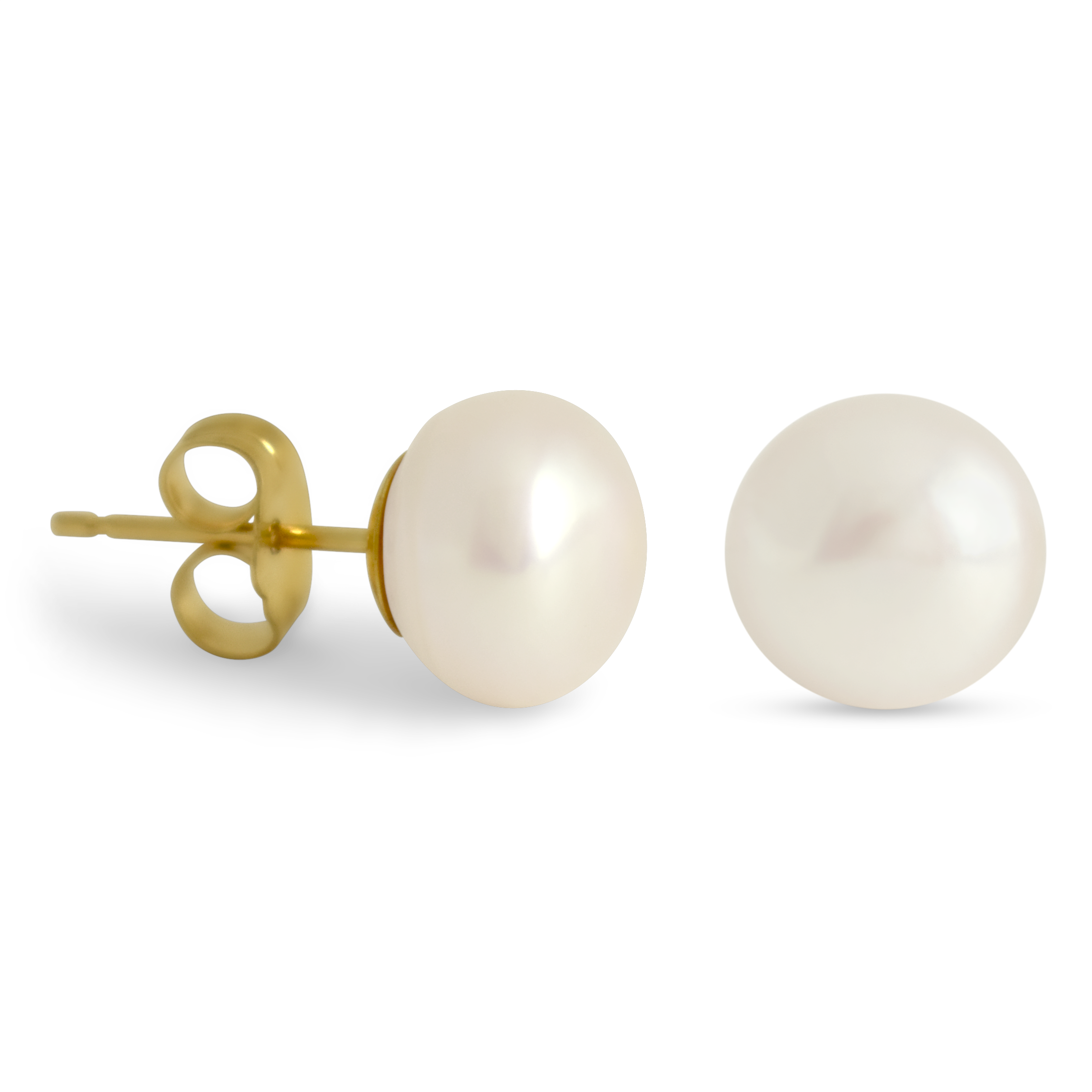 8mm Pinkish Pearl Earrings with 14k Yellow Gold Push Backings