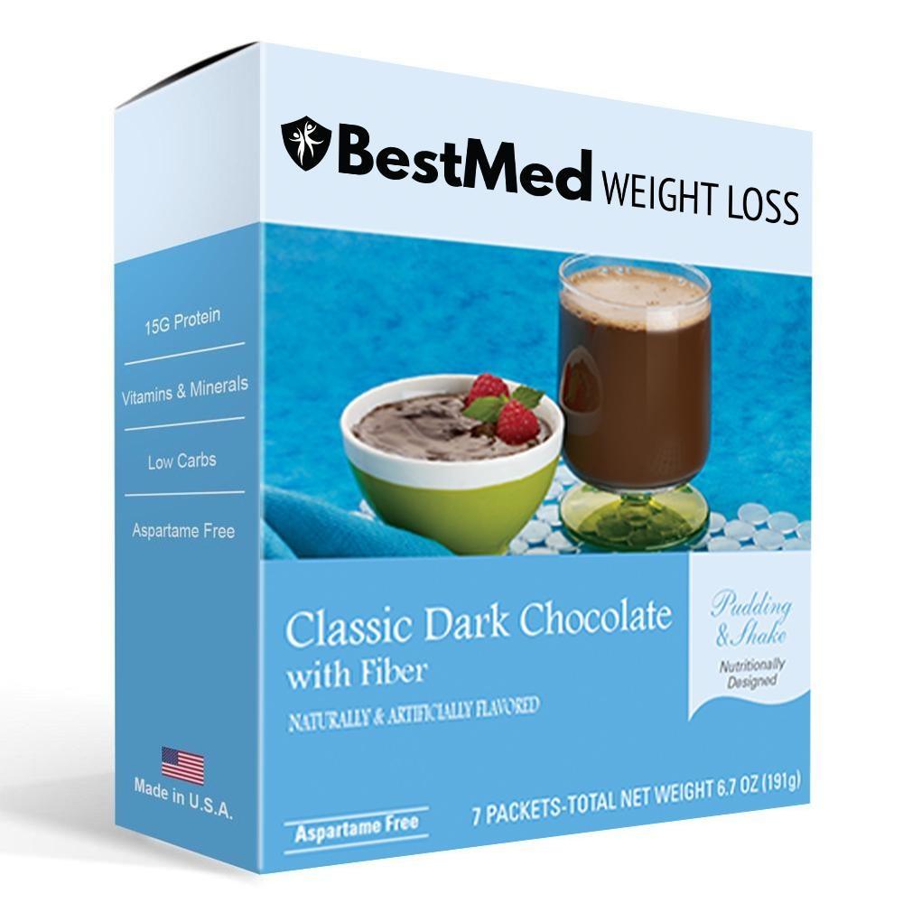 BestMed Pudding & Shake, Aspartame Free, Classic Dark Chocolate with Fiber (7ct)