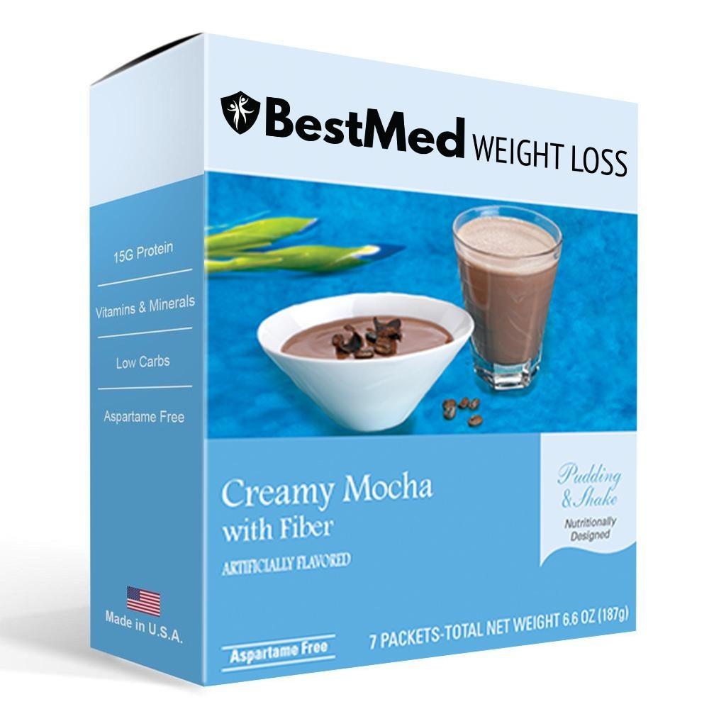 BestMed Pudding & Shake, Aspartame Free, Creamy Mocha with Fiber (7ct)