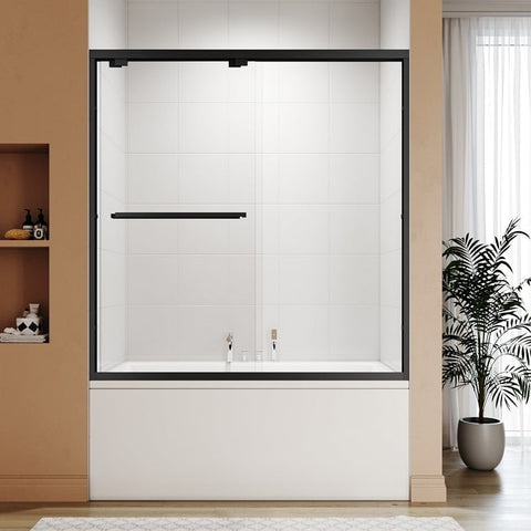 SUNNY SHOWER black framed shower door for tubs
