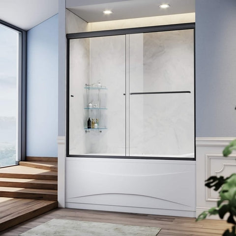 SUNNY SHOWER black framed shower door for tubs