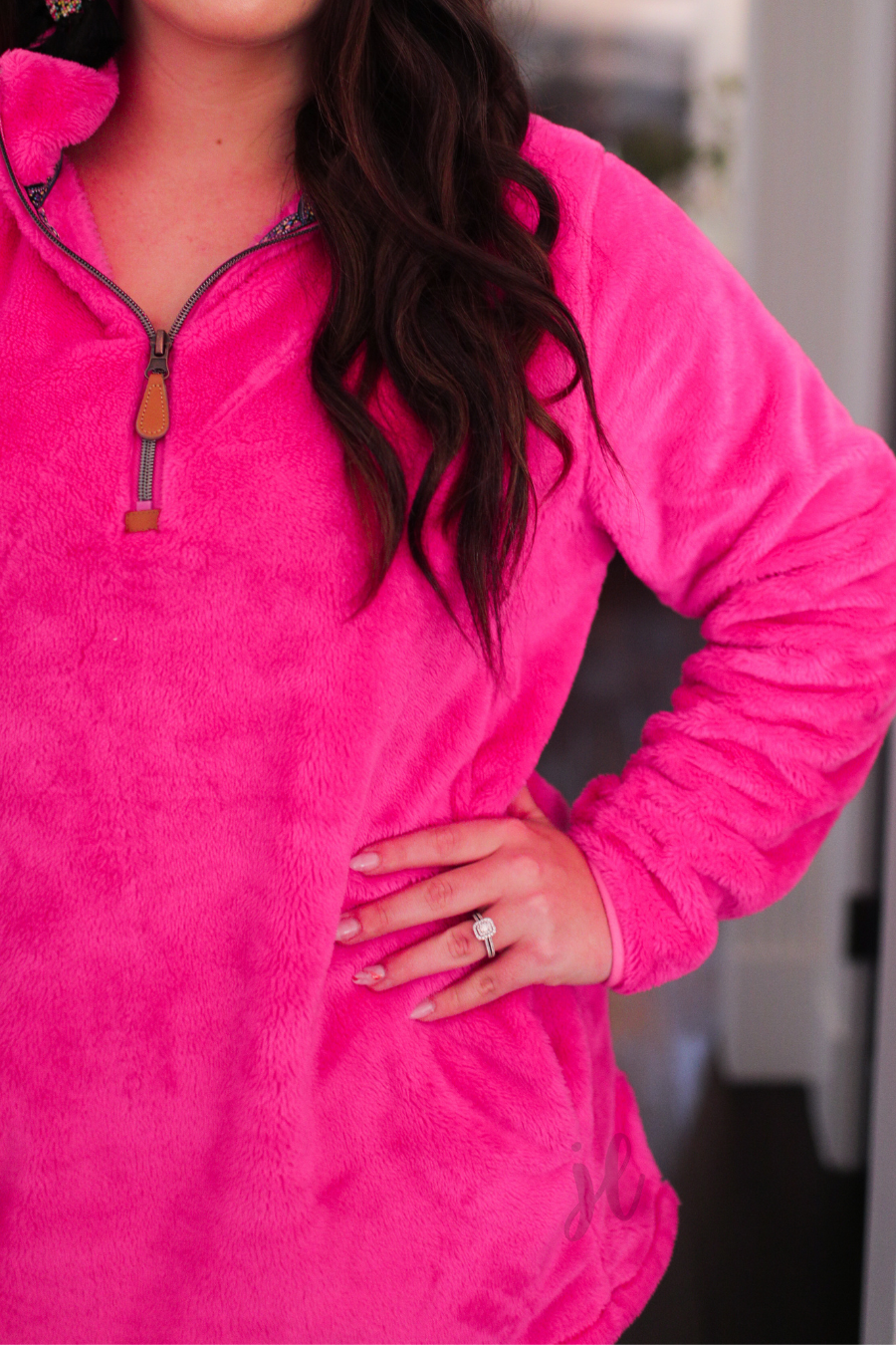 Hot Pink Elle Fleece Pullover