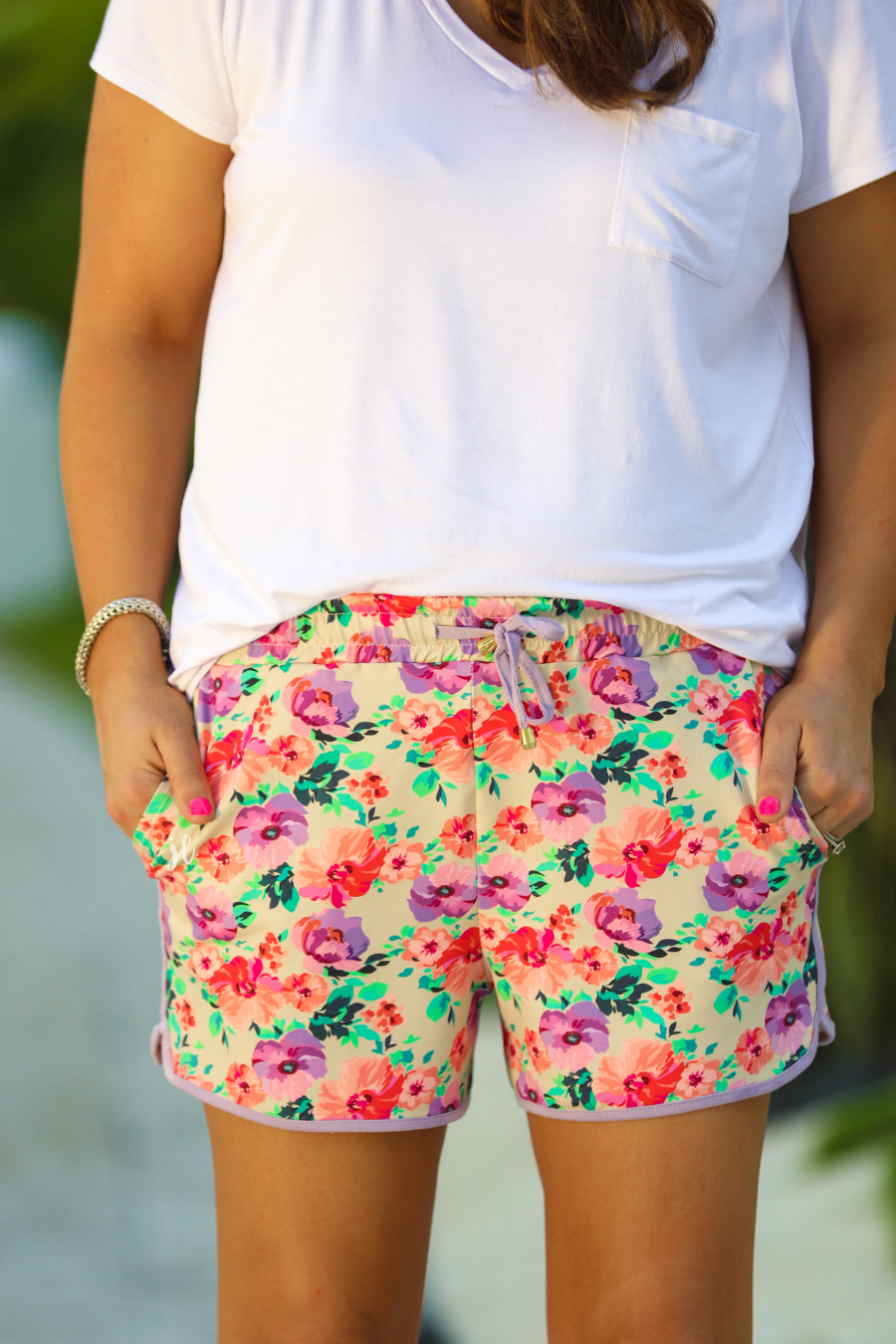 Island Essence Floral Drawstring Everyday Shorts