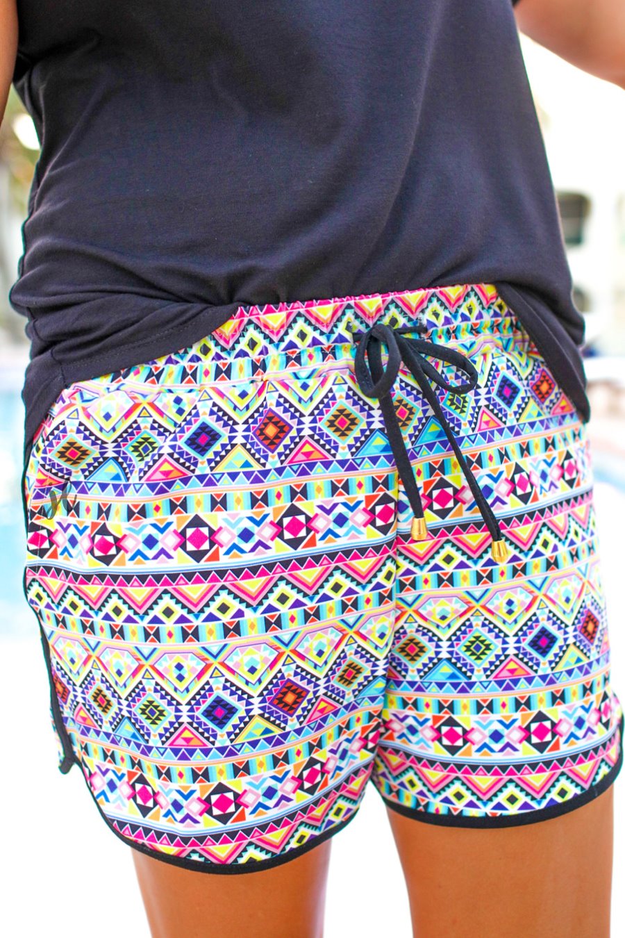 Maya Aztec Drawstring Everyday Shorts