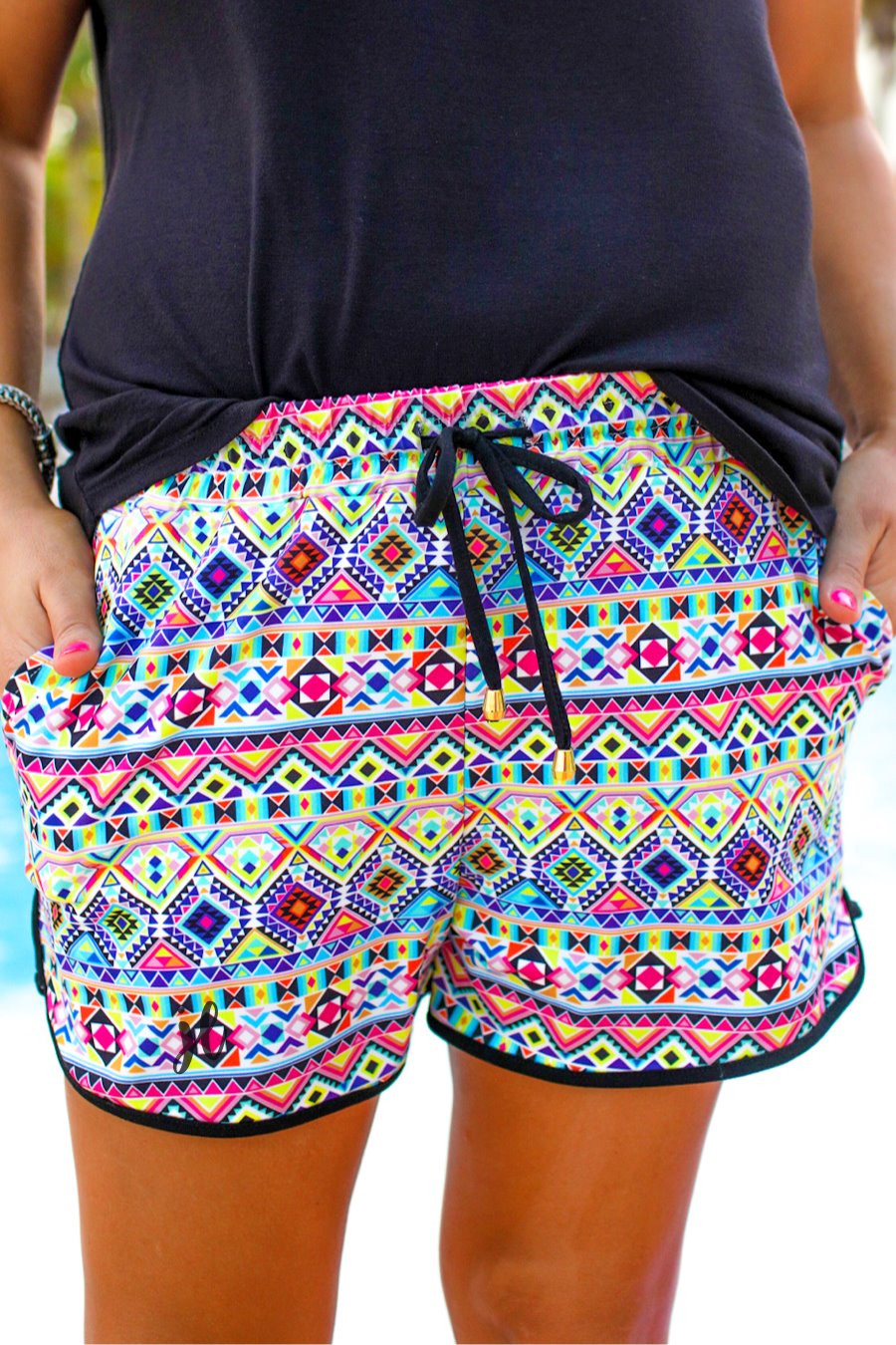 Maya Aztec Drawstring Everyday Shorts