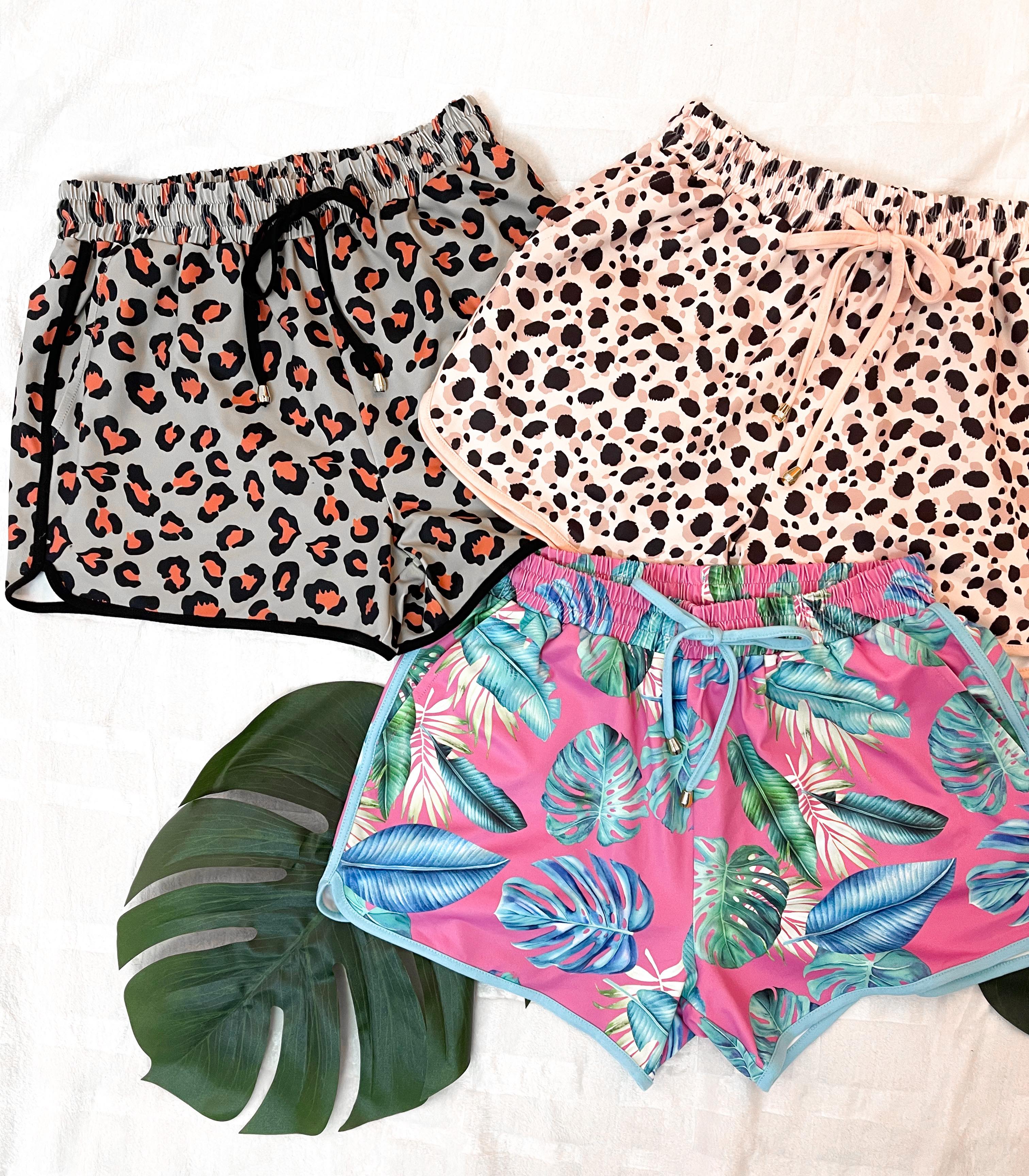 Blush Spotted Leopard Drawstring Everyday Shorts