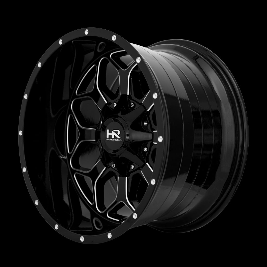 20x12 Hardrock Indestructible Gloss Black Milled 8x165.1 ET-51 wheel/rim