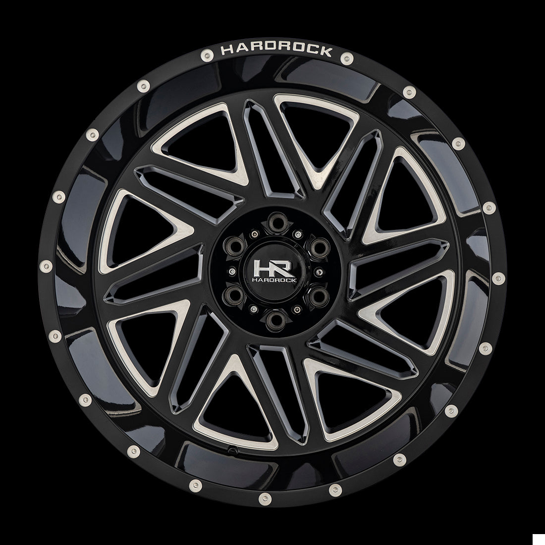 24x14 Hardrock Bones XPosed Gloss Black Milled 5x139.7 ET-76 wheel/rim