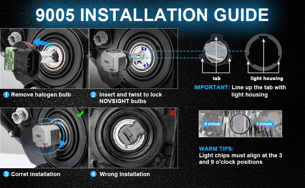 9005 led bulbs installation