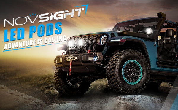 outdoor offroad with cubes light on bumper