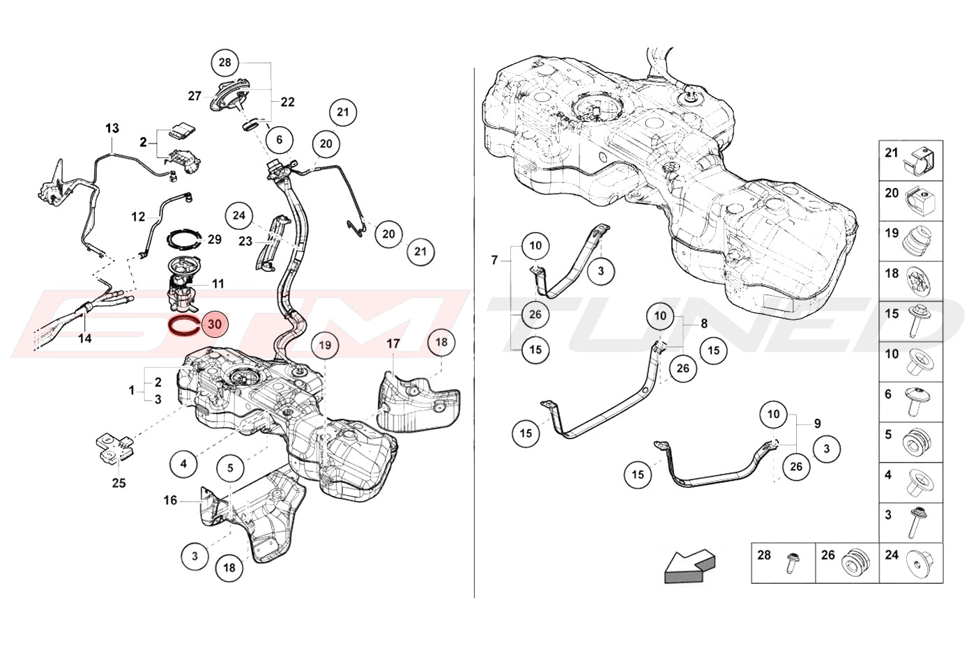 Audi OEM Fuel Pump Seal for R8 RS3 Huracan Urus RSQ8 (1J0919133B)