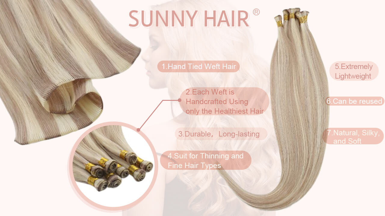 Sunny Hair virgin weft hand tied hair extensions straight hair curly hair hair extensions 100$ human hair remy hair hair weft high quality hair extensions