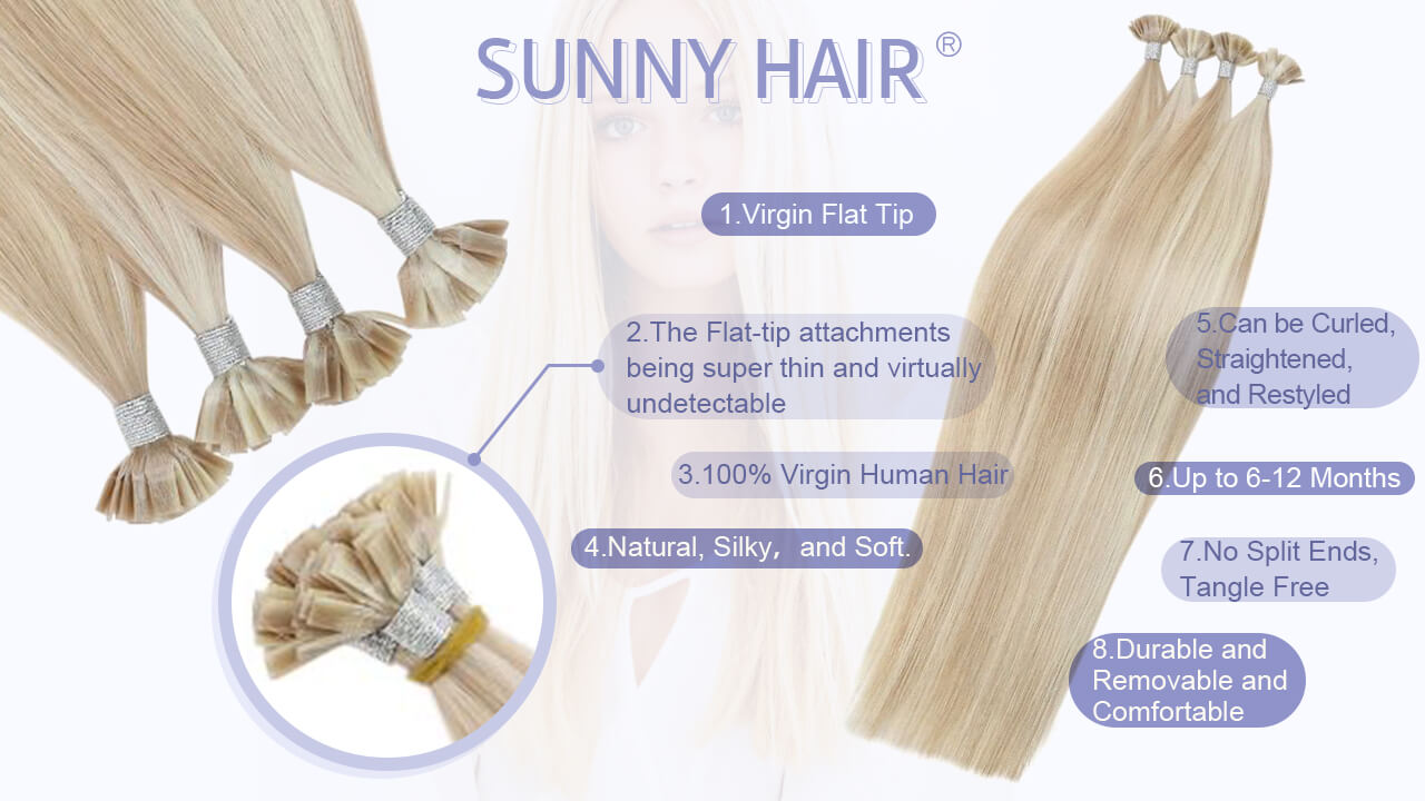 sunny hair virgin flat tip hair 100% real human hair extensions