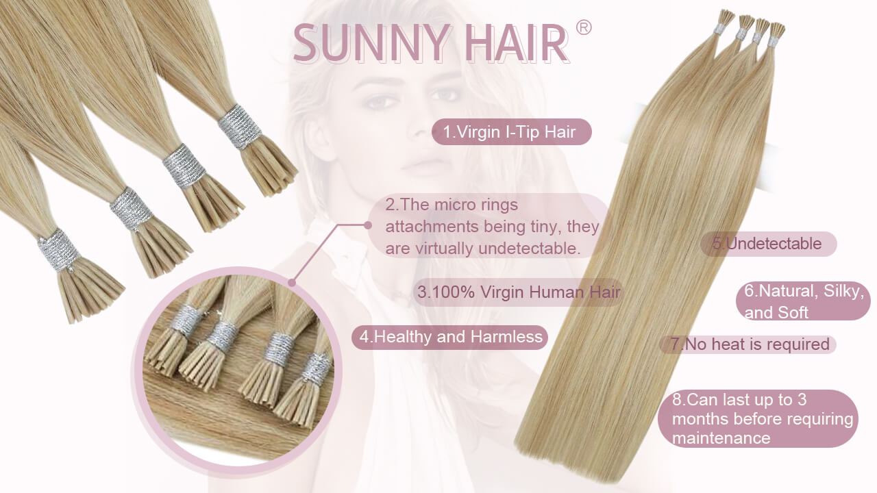 sunny hair virgin i-tip hair 100% real human hair extensions