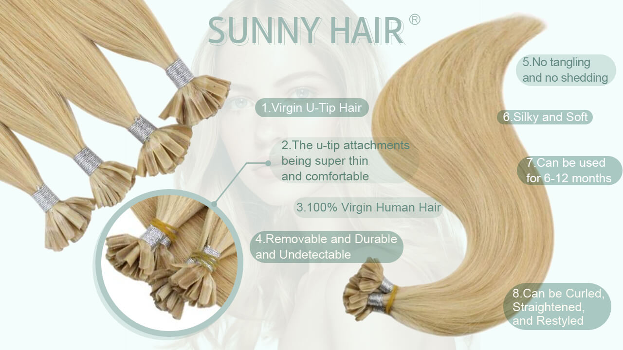 sunny hair virgin u-tip hair 100% real human hair extensions