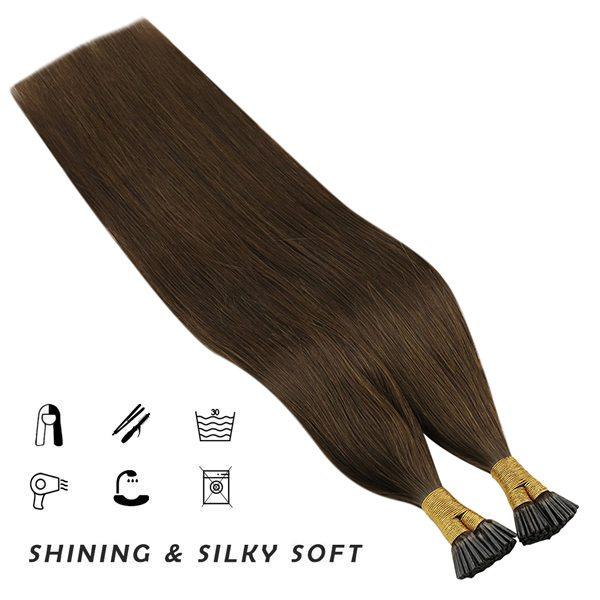 Stick I Tip Dark Brown Real Human Hair Extensions #4