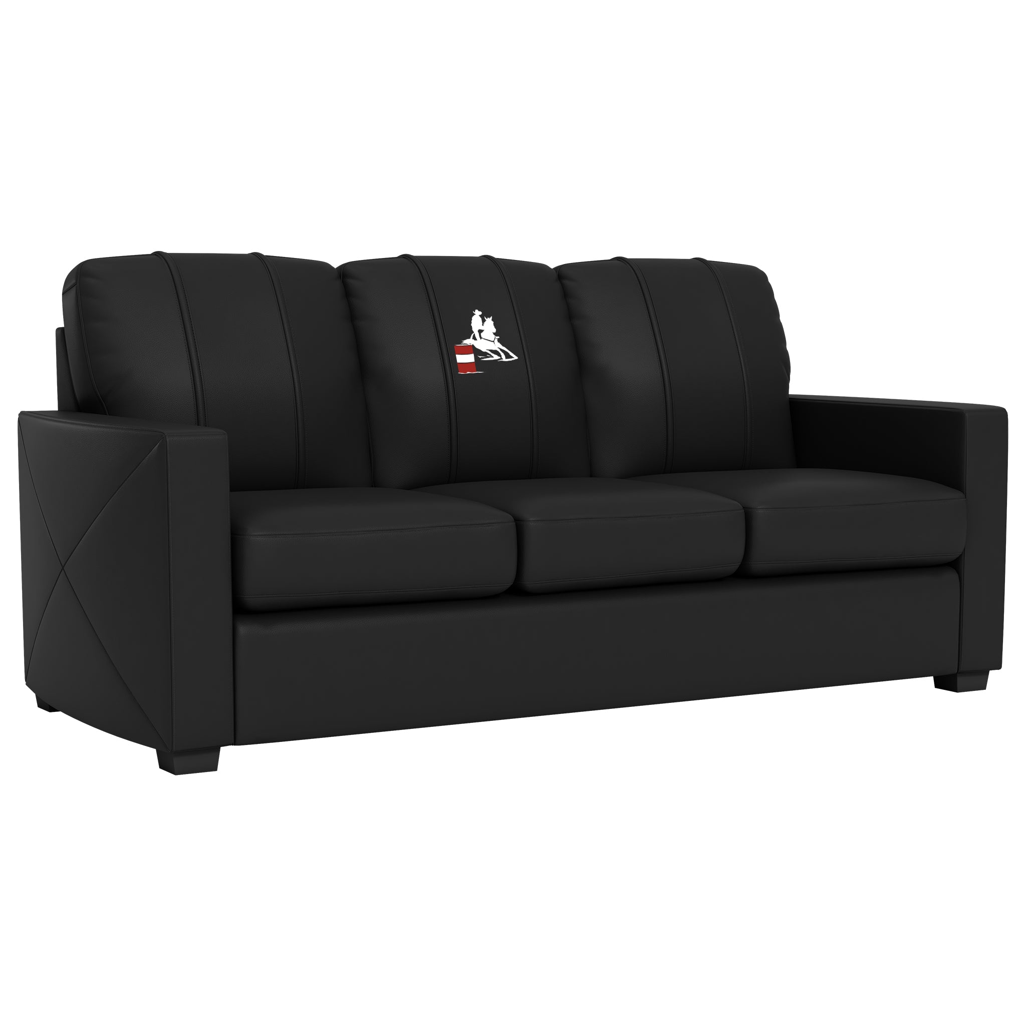 Silver Sofa with Barrel Rider Logo