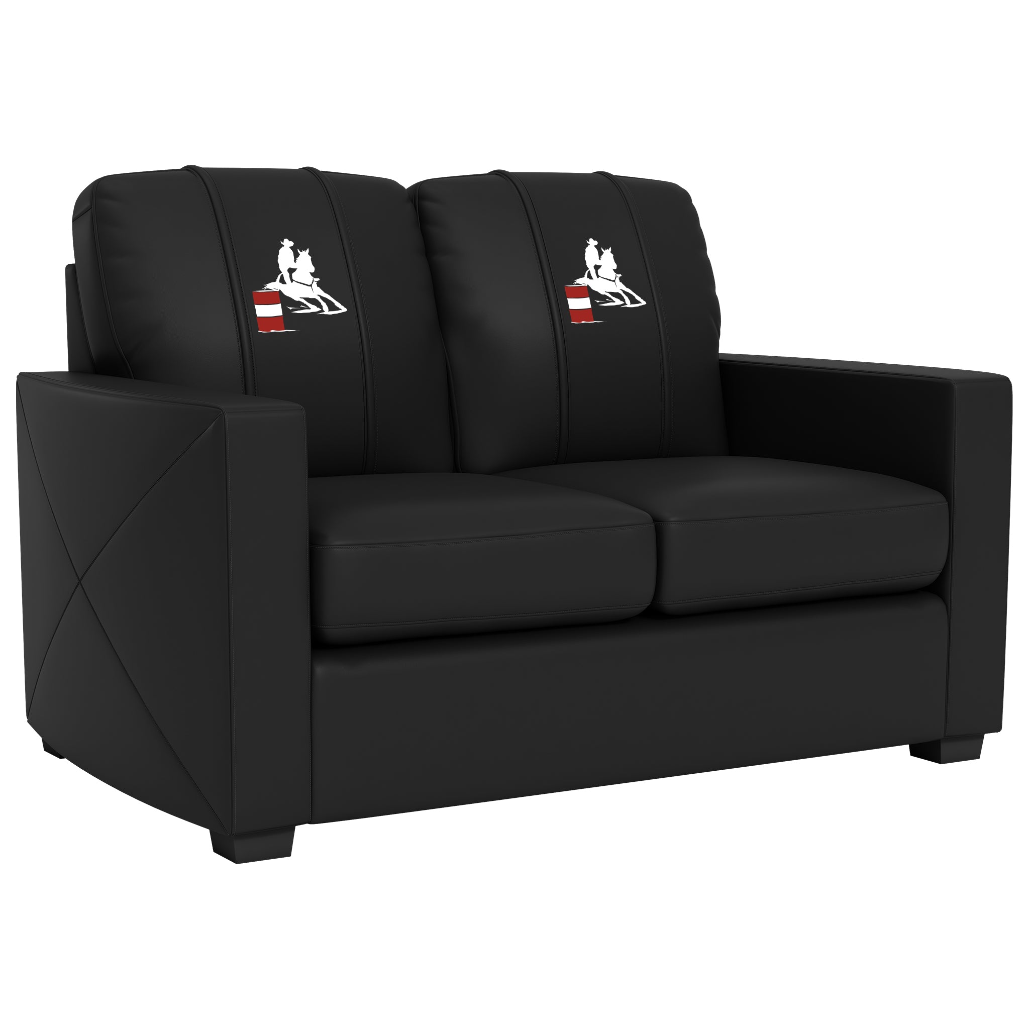 Silver Loveseat with Barrel Rider Logo