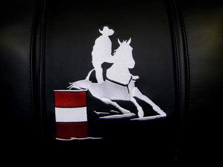 Silver Sofa with Barrel Rider Logo