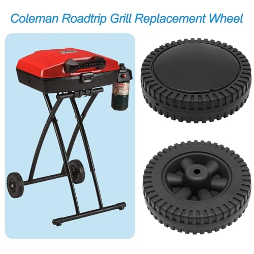 BBQration 2-Pack Grill Wheel and Hardware Replacement for Coleman LXE Roadtrip Grill, 6-inch Grill Wheel for Coleman Grill Roadtrip LXE ?9949-2401 2000005493 2000006921 2000010225 2000010585 and More