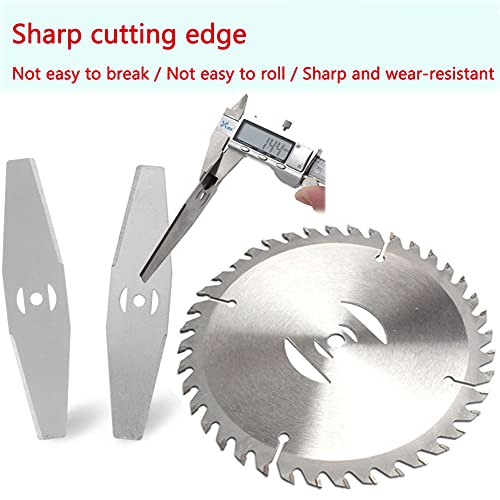 8 Pack Grass Trimmer Blade Heads Replacements- 40 T Blade & 2 Stainless Steel Blade & 5pcs Plastic Blades, Carbide Blade Tip Brush Cutter Trimmer Weed Eater Blade for Electric Lawn Mower Set
