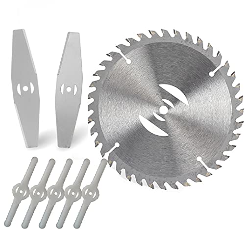 8 Pack Grass Trimmer Blade Heads Replacements- 40 T Blade & 2 Stainless Steel Blade & 5pcs Plastic Blades, Carbide Blade Tip Brush Cutter Trimmer Weed Eater Blade for Electric Lawn Mower Set