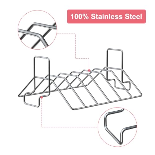 BMMXBI U-Shape Turkey Roasting Rack, 2 in 1 Turkey Stainless Steel Roaster Rack and Rib Rack Compatible with Large and XLarge Big Green Egg Grill Accessories, for 18