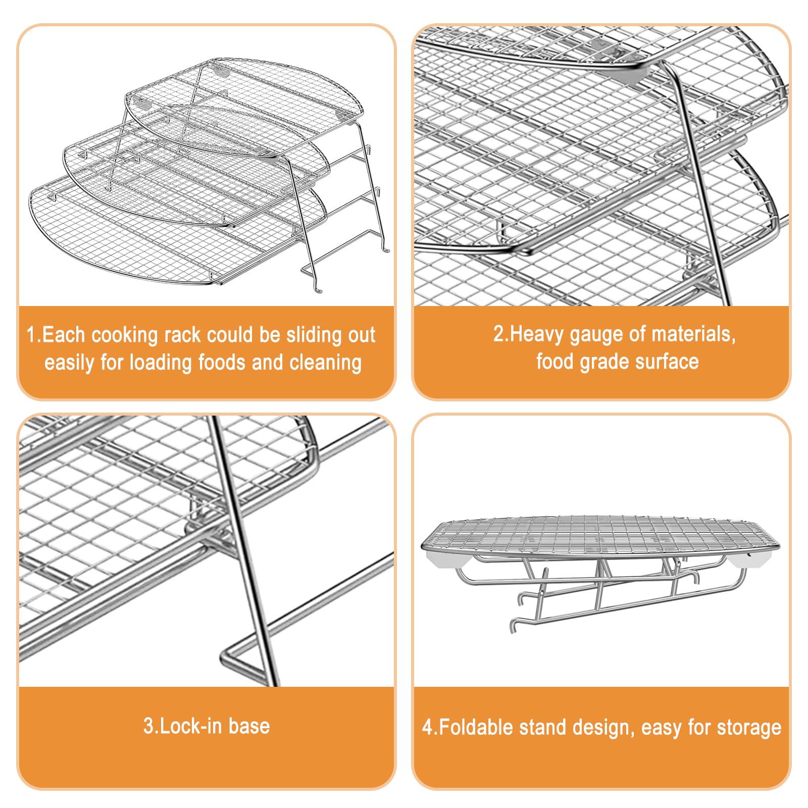 AJinTeby Foldable Multipurpose Jerky Rack Warming Rack, Cooking Expansion, for Most Grills, Big Green Egg, Kamado Joe, Pellet Smoker Grill Accessory