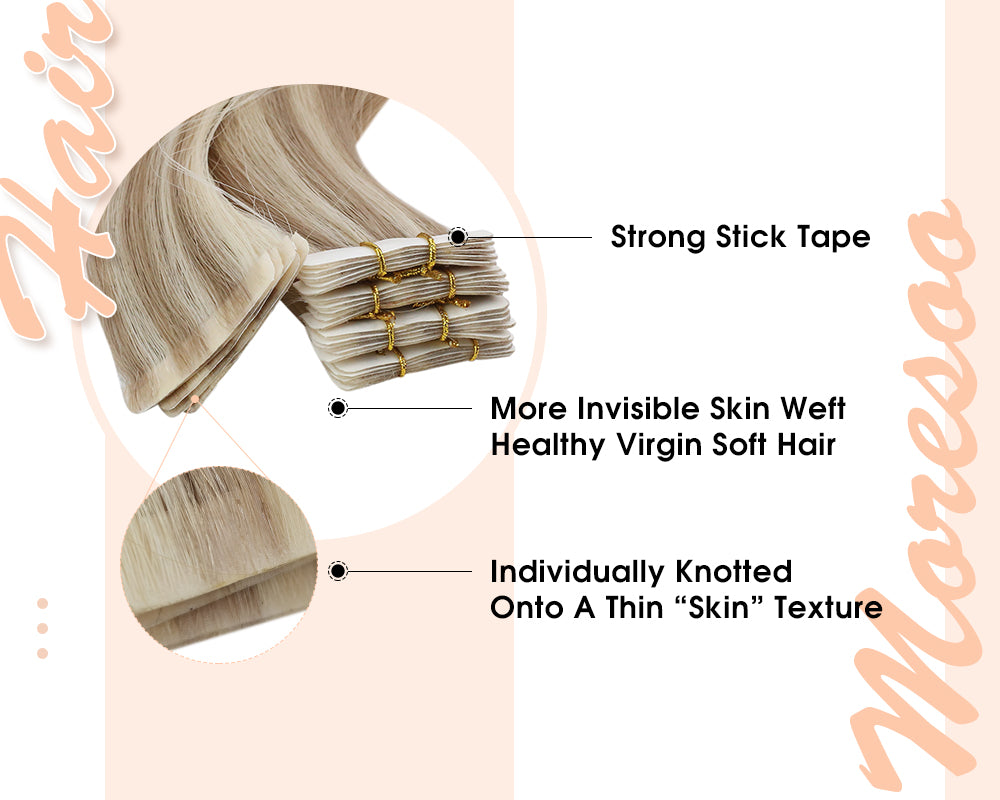 hair extensions tape in human hair blonde