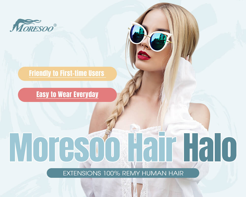 Moresoo halo hair extension Remy human hair