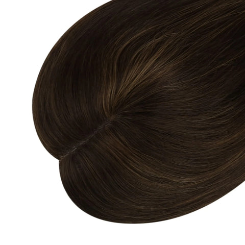 brown with low lights virgin hair topper