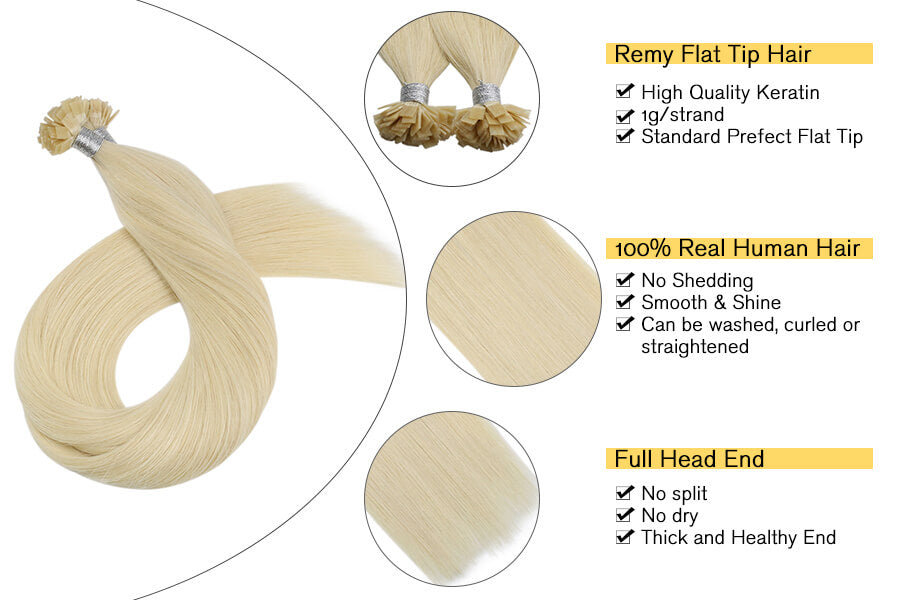 Fusion Hair Extensions Human Hair Flat Tip Real Human Hair Extensions