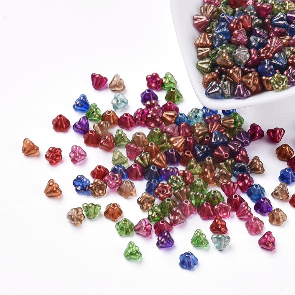 25 Czech Glass Flower Beads, 6.5mm, Mixed Colors, bgl2070
