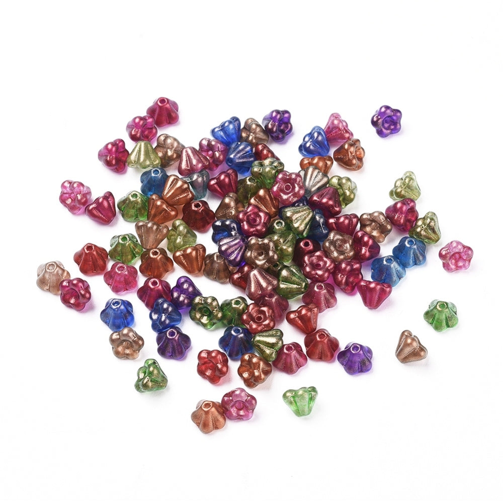 25 Czech Glass Flower Beads, 6.5mm, Mixed Colors, bgl2070