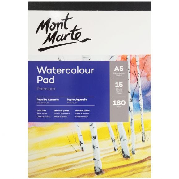 Premium Watercolor Pad A5 180gsm 15 Sheet, pap0016