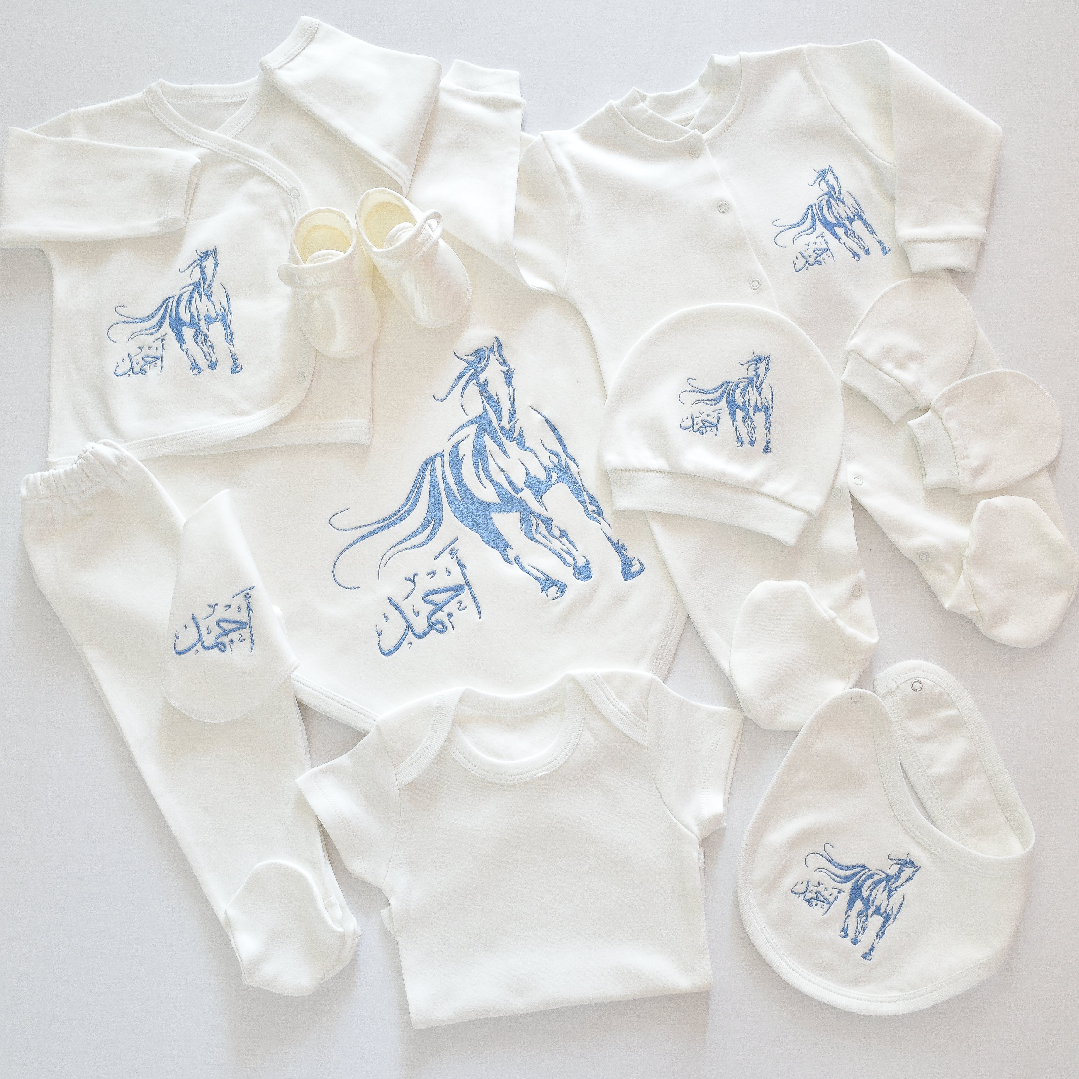 Arabian Horse Baby Boy Coming Home Embroidered Complete Set