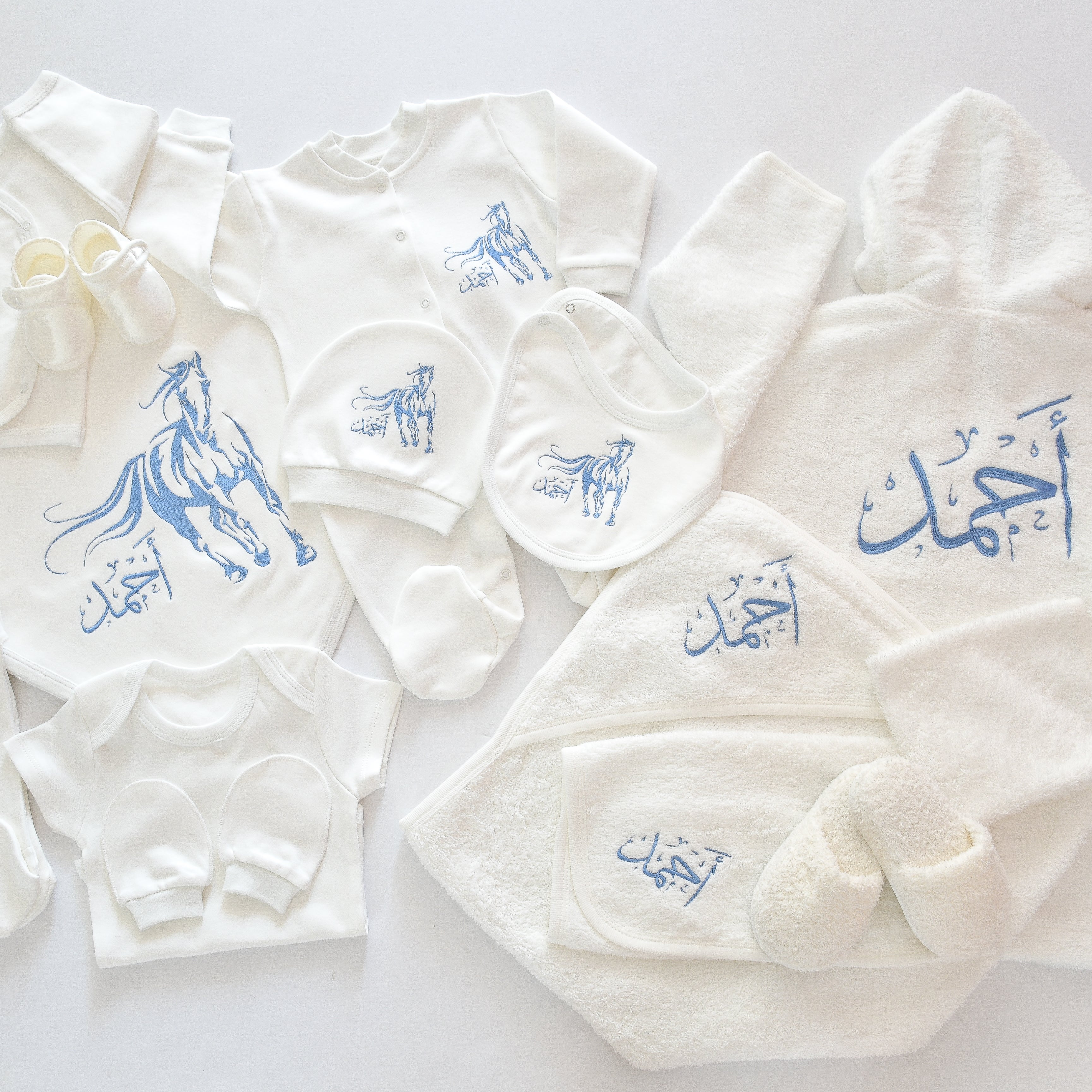 Arabian Horse Baby Boy Coming Home Embroidered Complete Set