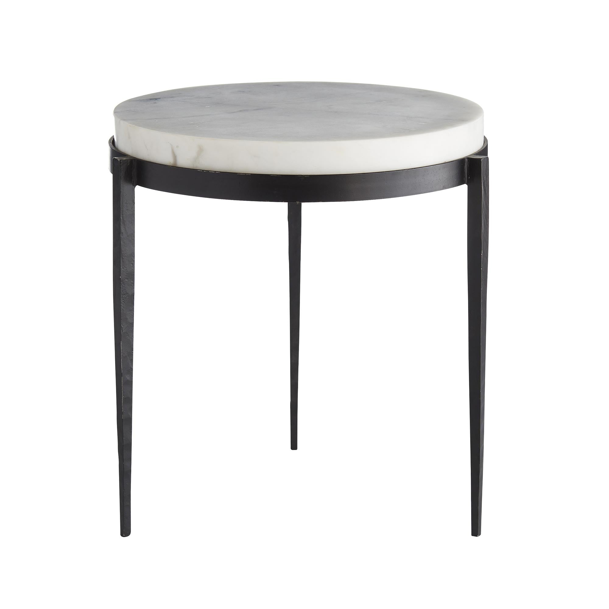 Kelsie Accent Table Blackened Iron and White Marble