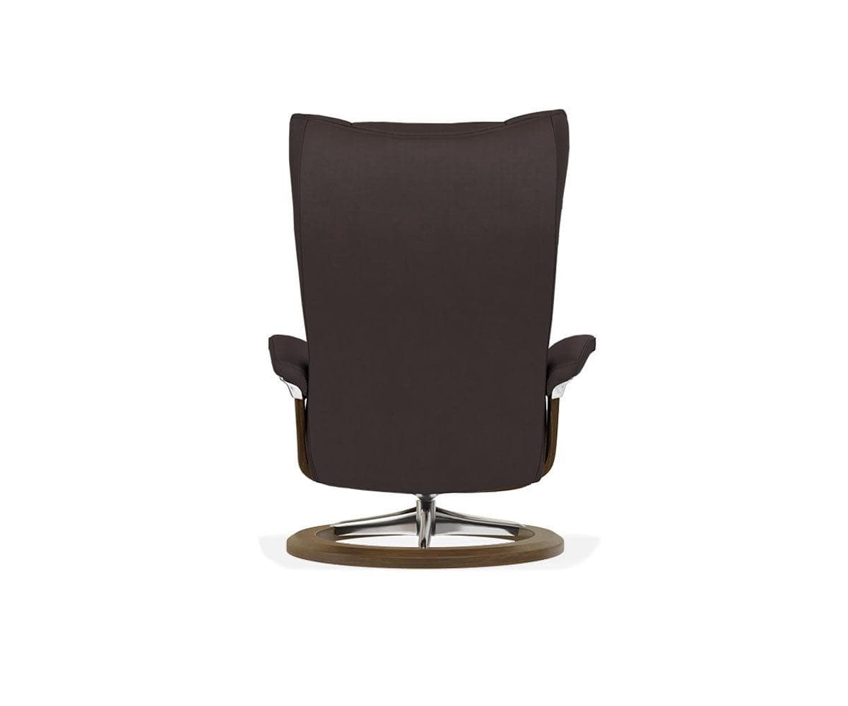 Stressless? Wing Recliner & Ottoman with Signature Base - Chocolate