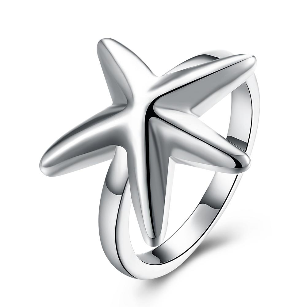 Star Five Angle Silver Plated Ring