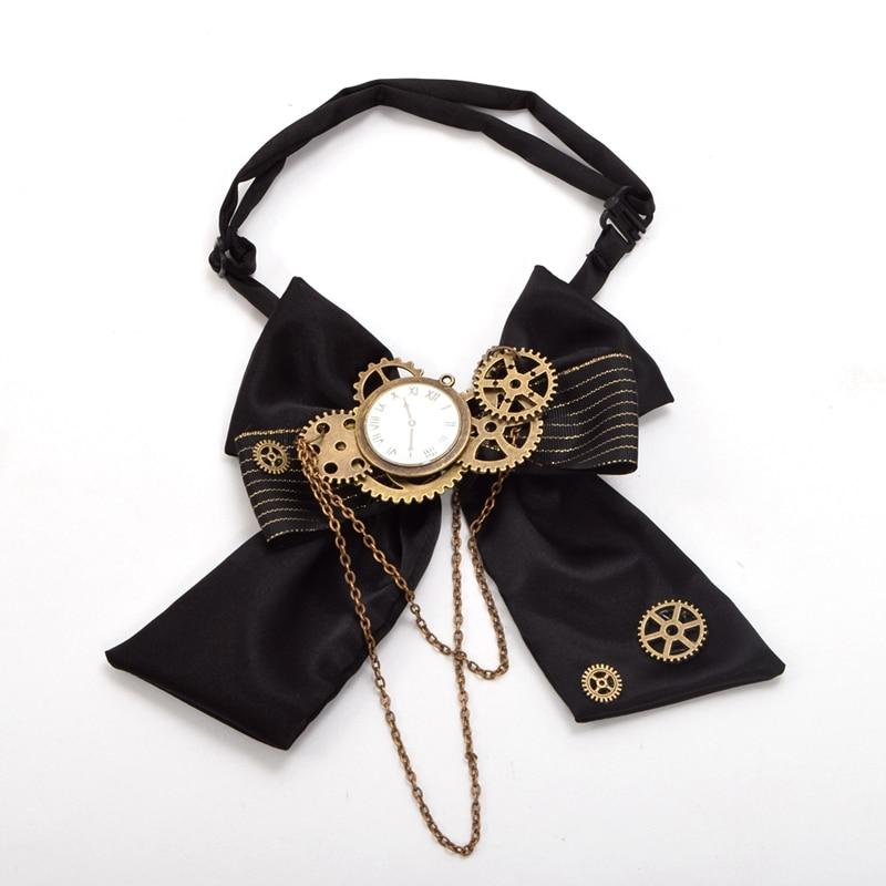 Unisex Industrial Victorian Black Steampunk Bow Tie Gear Bow-knot