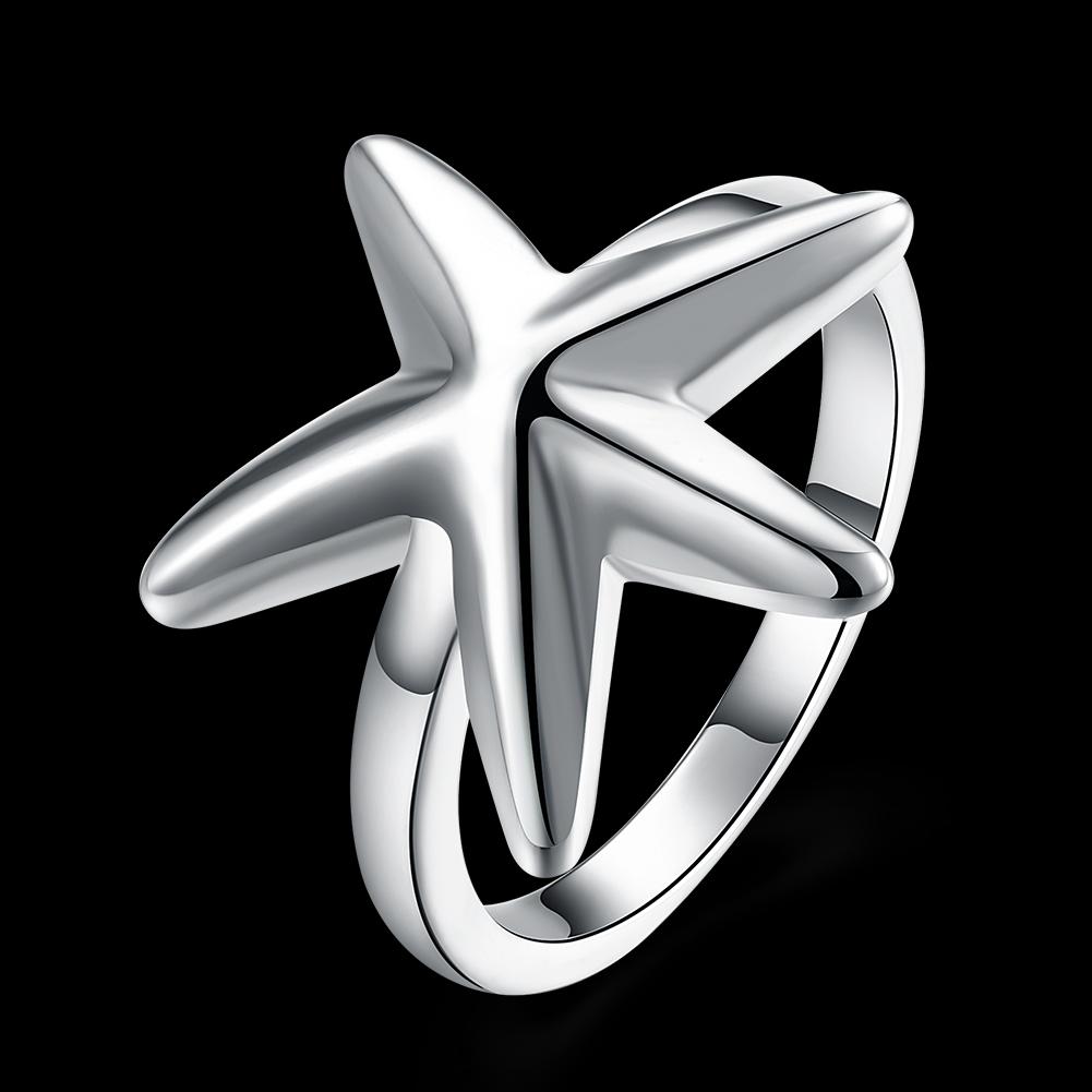 Star Five Angle Silver Plated Ring