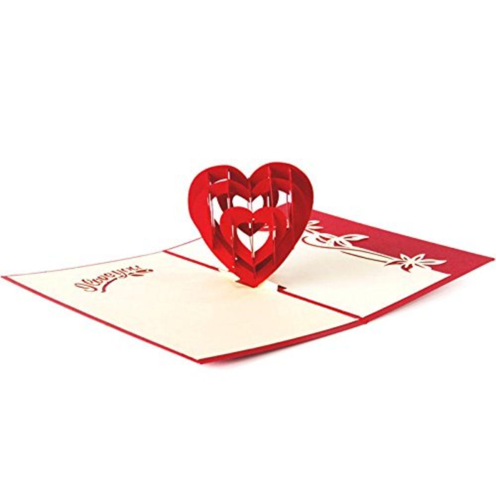Handmade 3D Pop Up Love Heart Creative Greeting Cards (Love Heart)