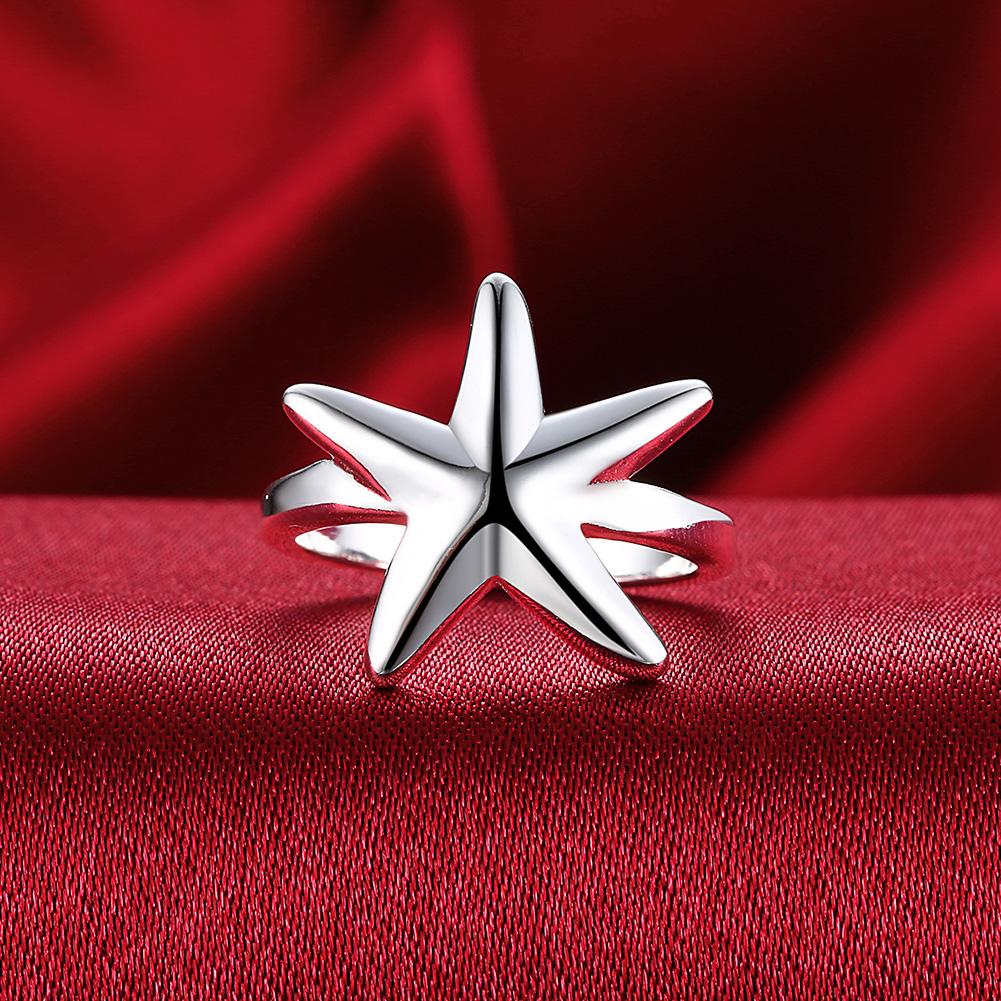 Star Five Angle Silver Plated Ring