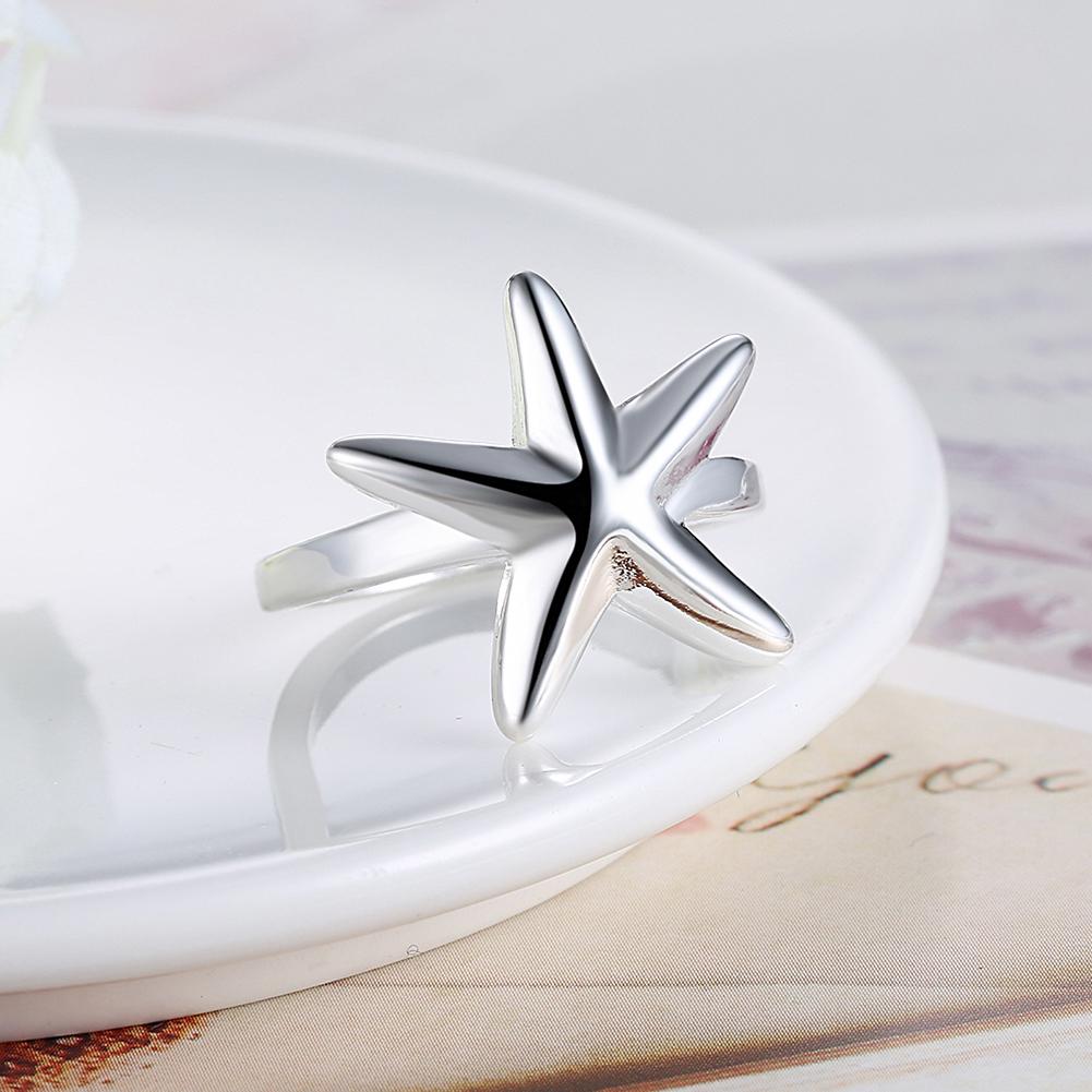 Star Five Angle Silver Plated Ring