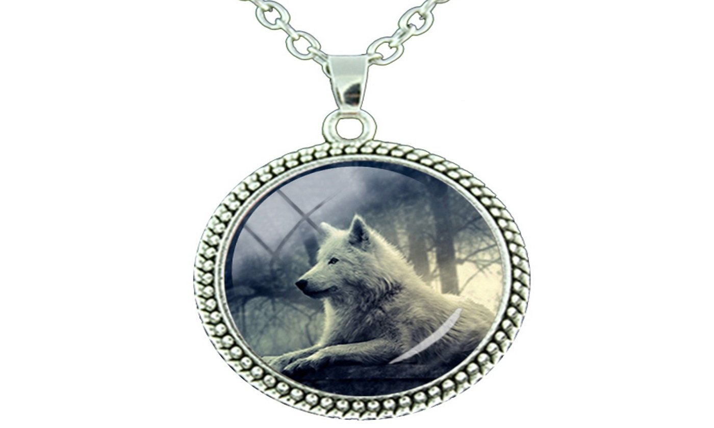Fashion Vintage Howling Wolf And Moon Pendant Necklace