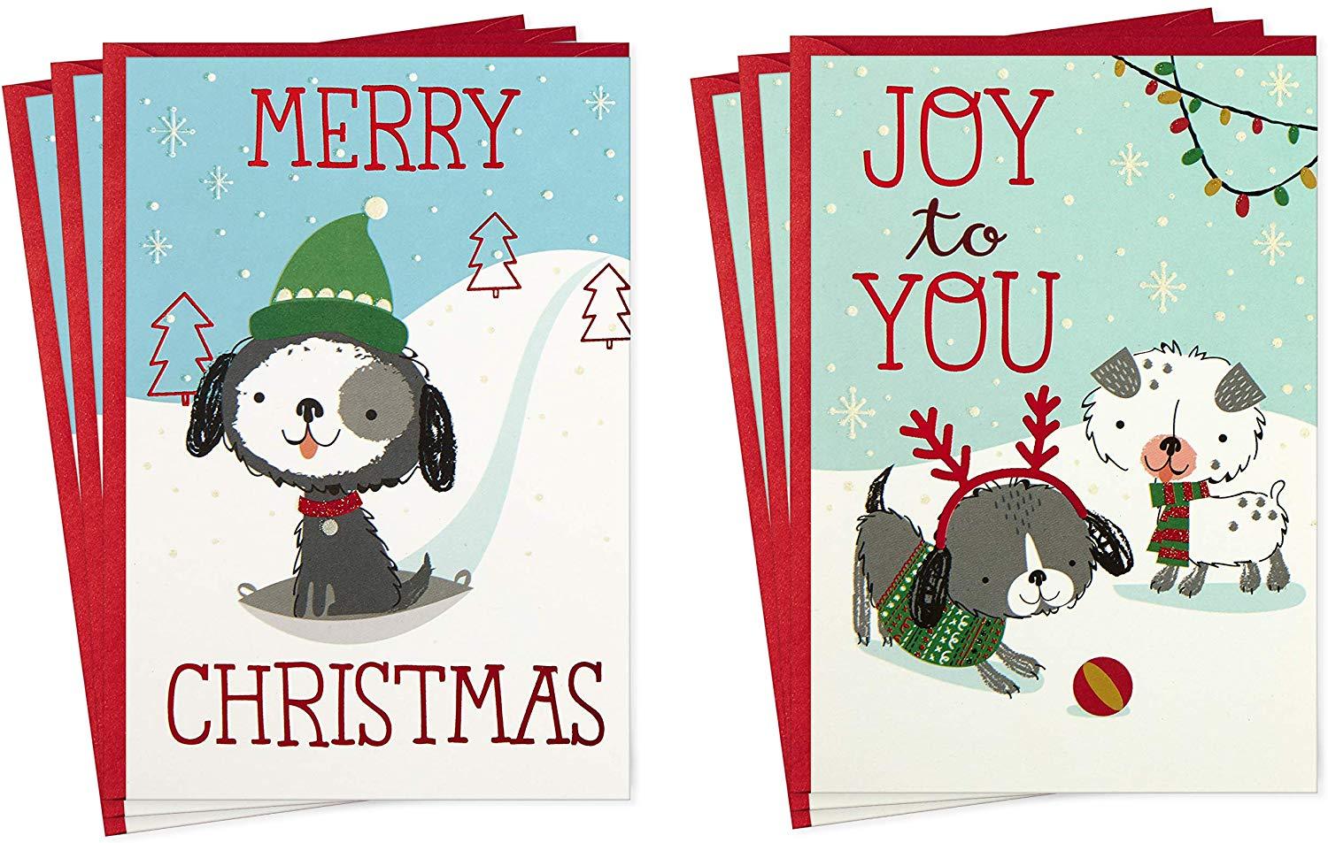 New Beautiful  Assortment Snow Dogs Christmas Cards