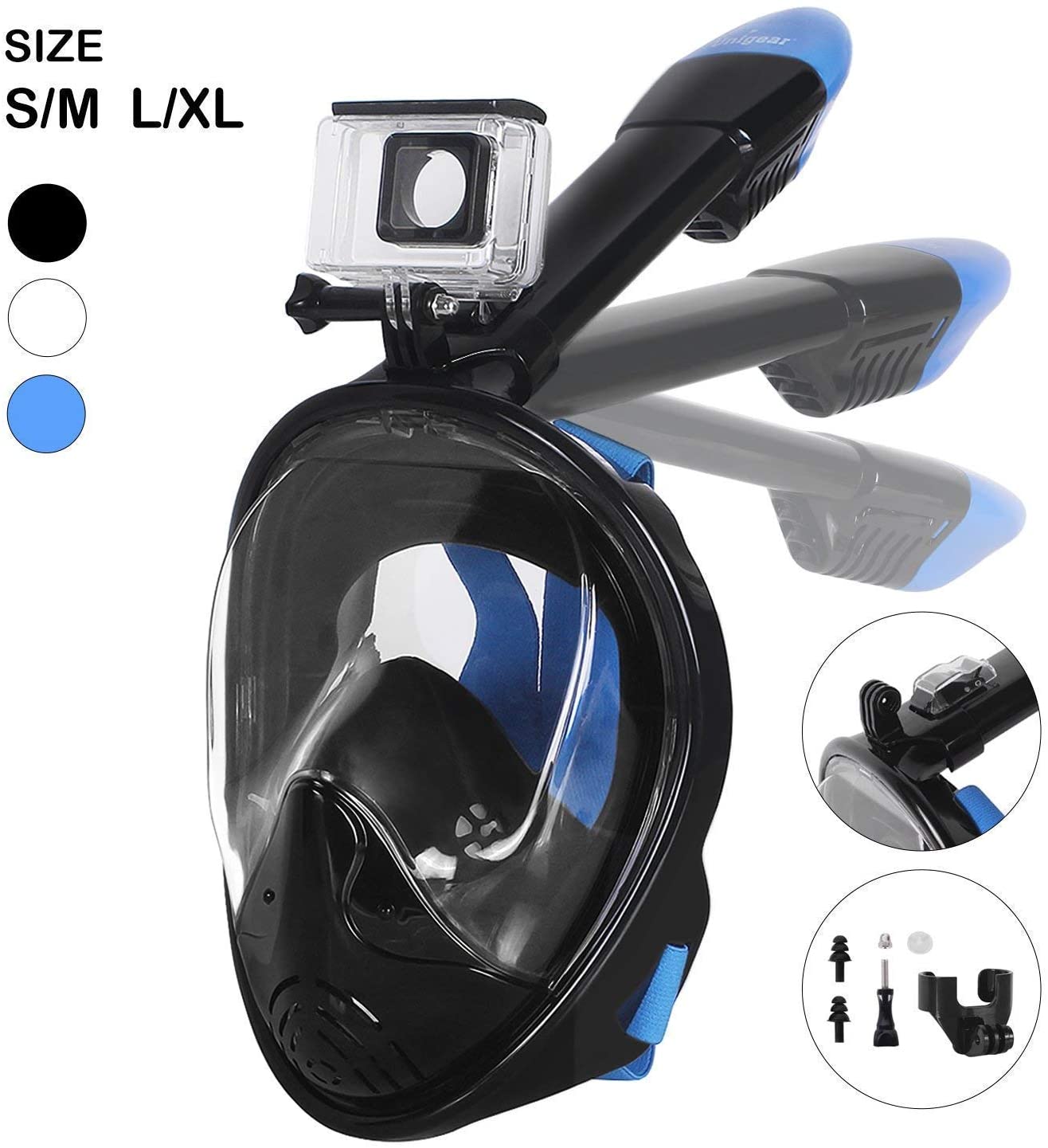 Seavenger Anti-Fog Full Face Snorkel Mask With 180° View – Carbon Fiber Style