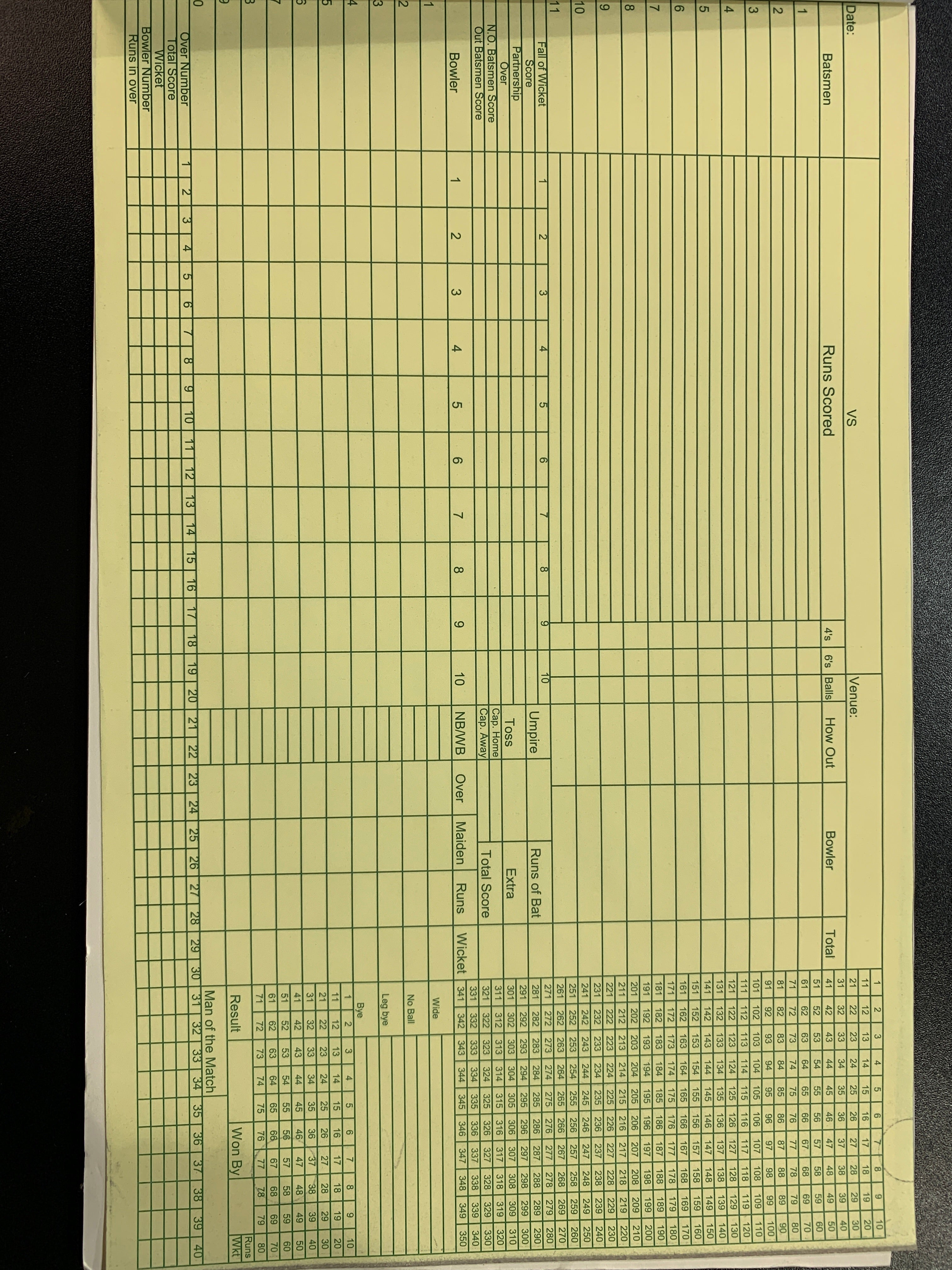 StarSportsUS Cricket Scorebook