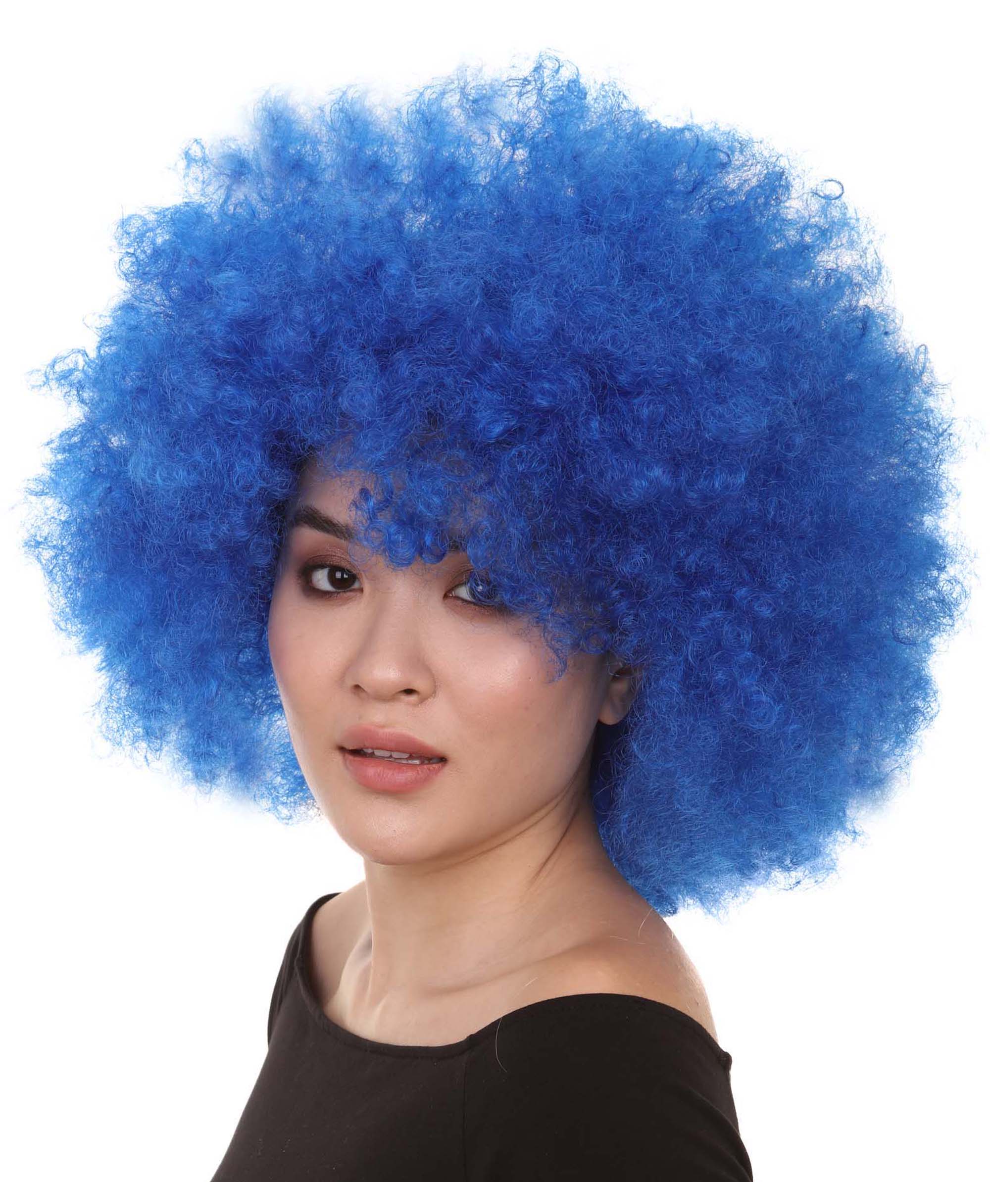 Bubble Lucy Womens Wig | Afro Jumbo Blue Cosplay Halloween Wig | Premium Breathable Capless Cap